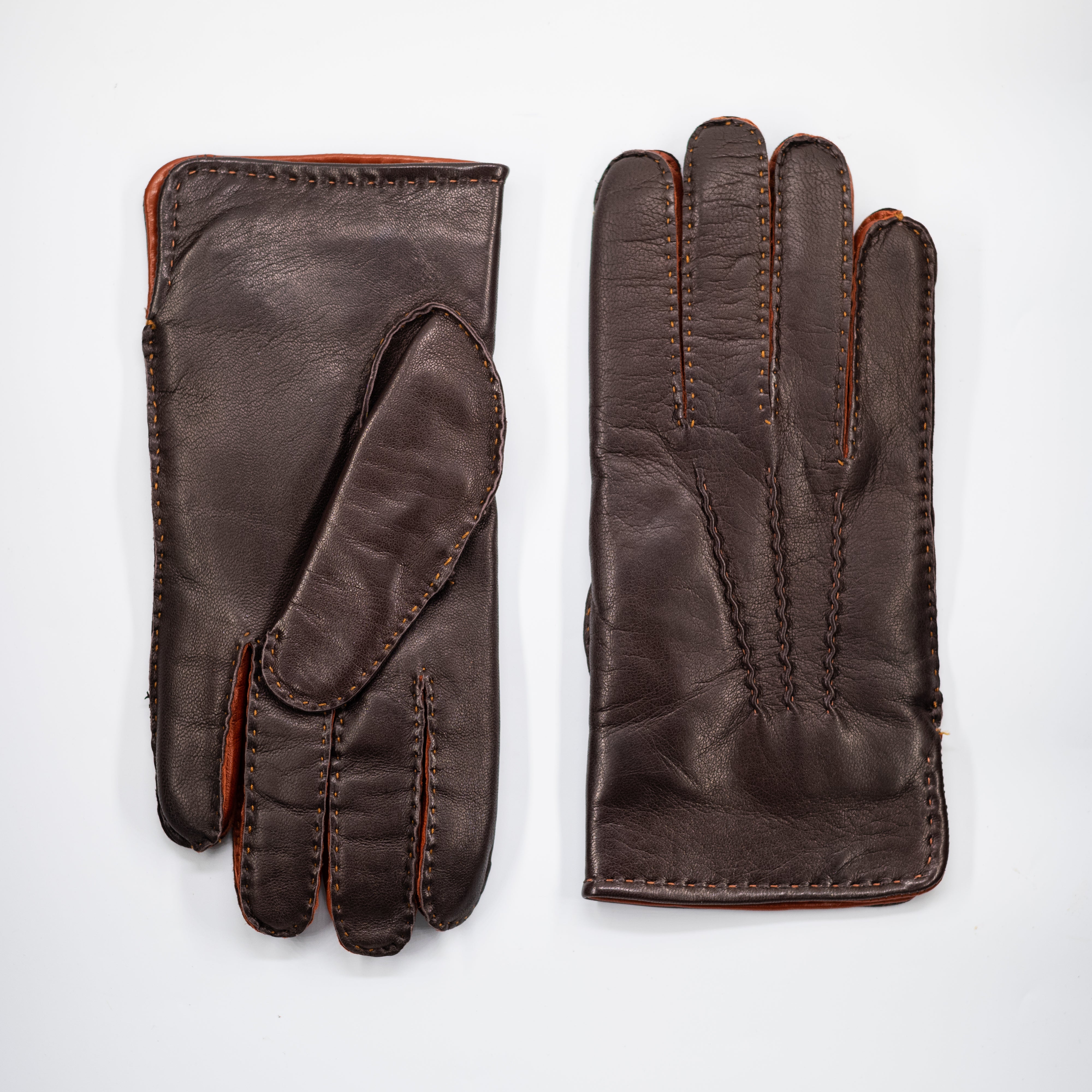 OMEGA X Sartoria Napoletana Smooth Cashmere & Lambskin Brown Gloves